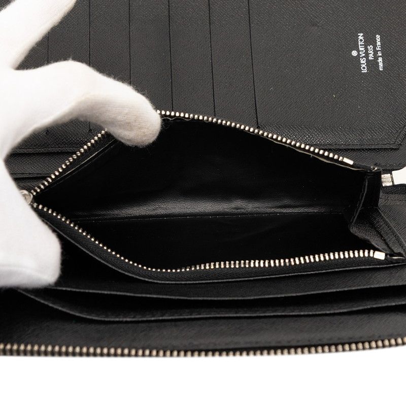 Louis Vuitton Taiga Organizer Zip Around Wallet Black Leather — view 5