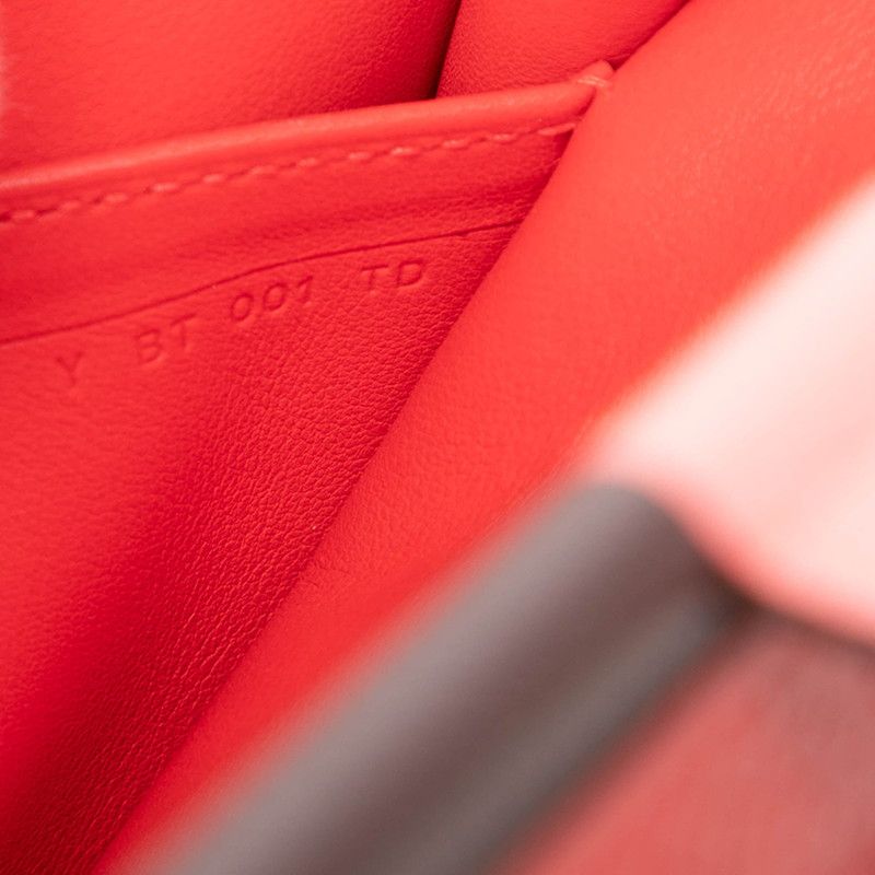 Hermes So 25 Crossbody Shoulder Bag Red Silver Taurillon Clemence — view 5