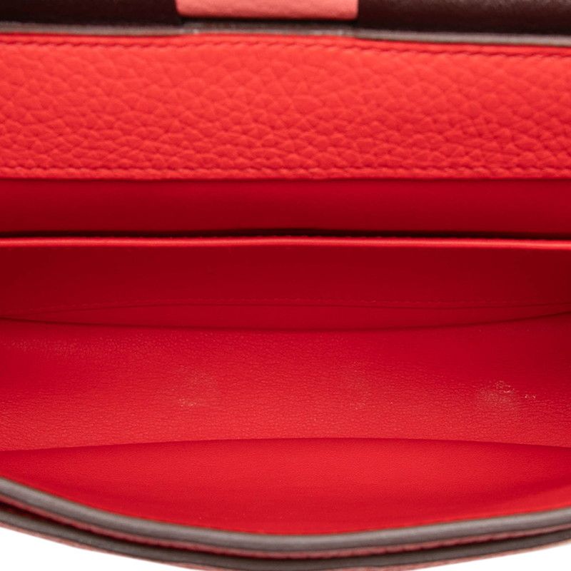 Hermes So 25 Crossbody Shoulder Bag Red Silver Taurillon Clemence — view 4
