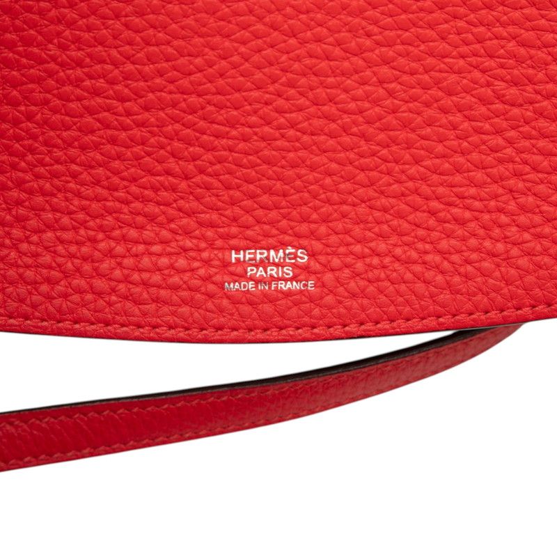 Hermes So 25 Crossbody Shoulder Bag Red Silver Taurillon Clemence — view 6