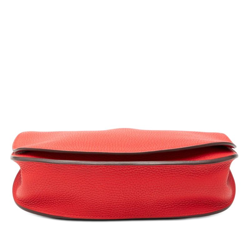 Hermes So 25 Crossbody Shoulder Bag Red Silver Taurillon Clemence — view 3