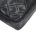 Chanel CC Logo Quilted Fringe Chain Shoulder Bag Black Lambskin — view 5