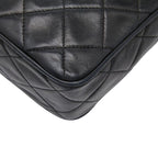 Chanel CC Logo Quilted Fringe Chain Shoulder Bag Black Lambskin — view 4