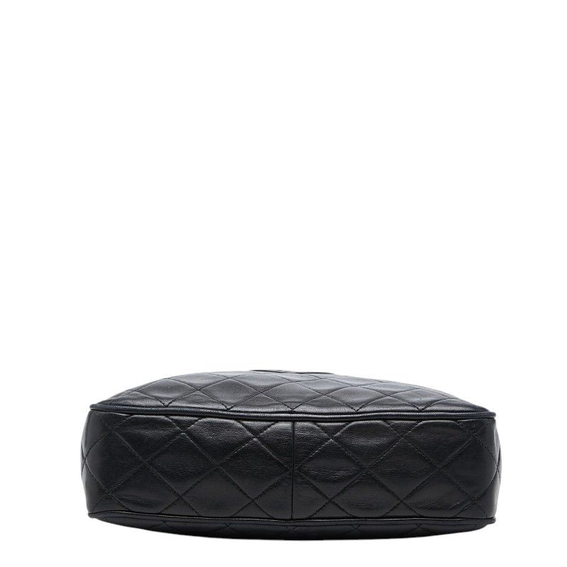 Chanel CC Logo Quilted Fringe Chain Shoulder Bag Black Lambskin — view 3