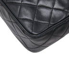 Chanel CC Logo Quilted Fringe Chain Shoulder Bag Black Lambskin — view 6