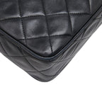 Chanel CC Logo Quilted Fringe Chain Shoulder Bag Black Lambskin — view 7