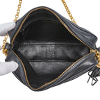 Chanel CC Logo Quilted Fringe Chain Shoulder Bag Black Lambskin — view 8