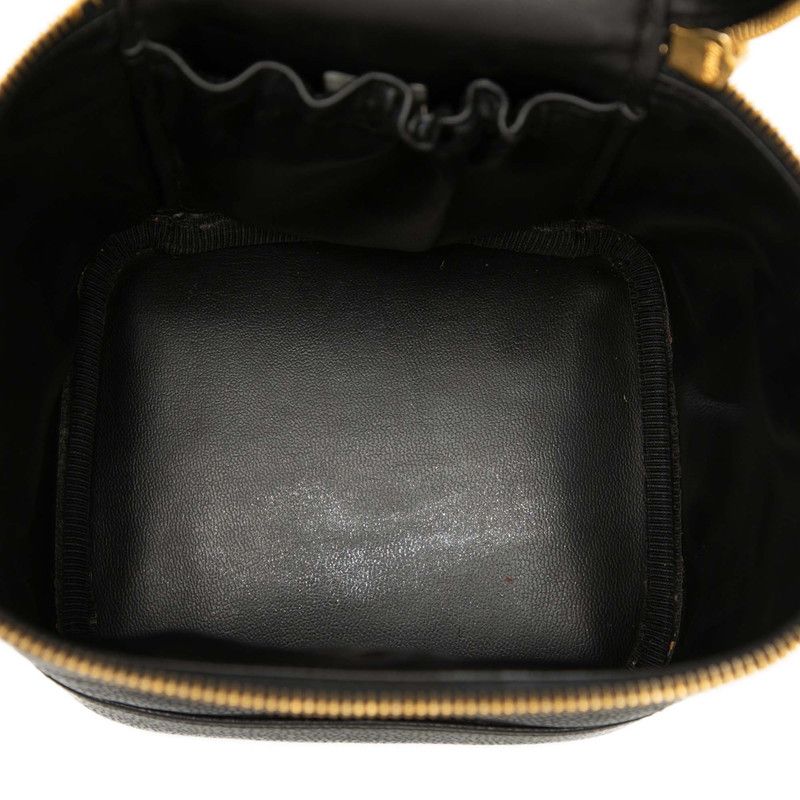 Chanel CC Logo Vanity Bag Handbag Black Caviar Leather — view 4