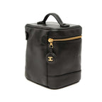 Chanel CC Logo Vanity Bag Handbag Black Caviar Leather — view 2
