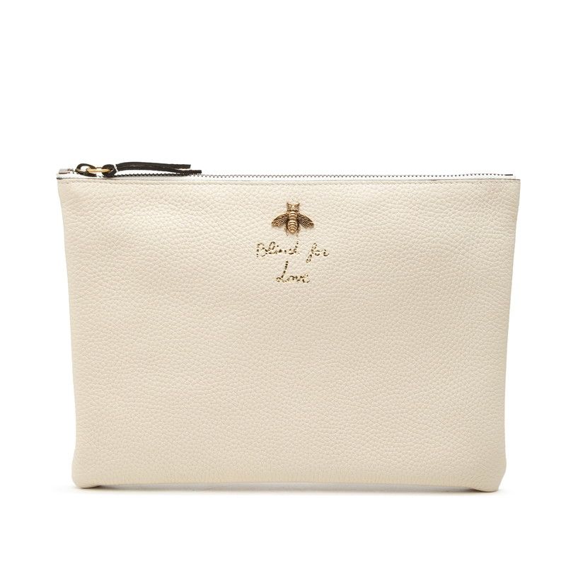 Gucci Animalier Bi Clutch Ivory Leather