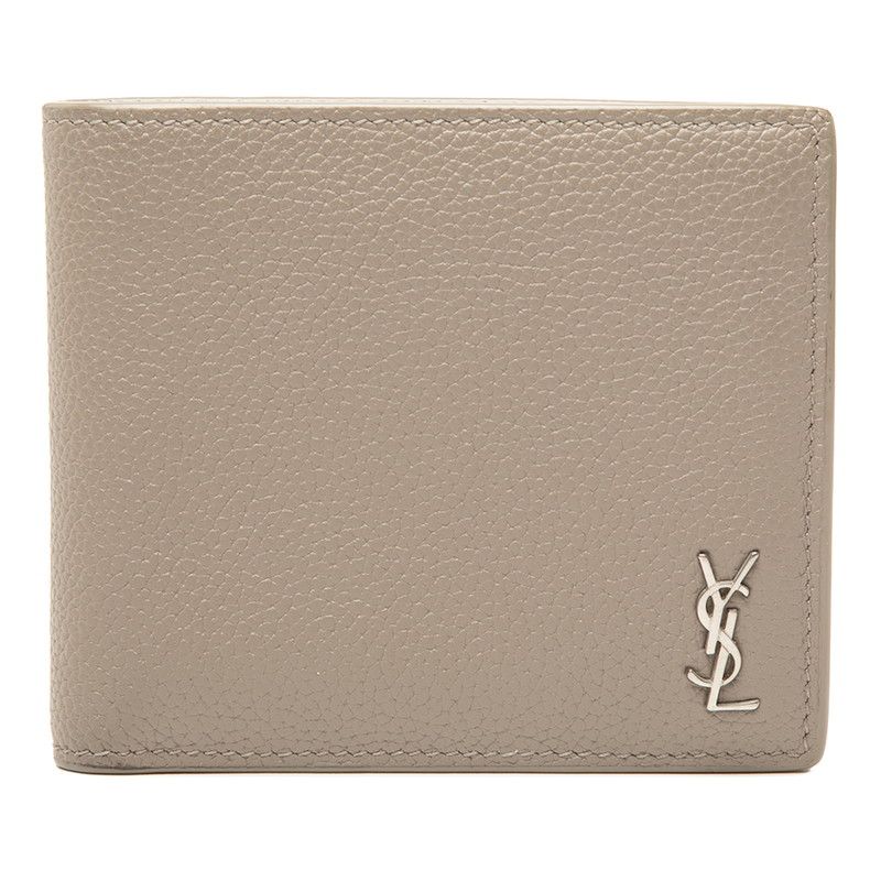Saint Laurent Tiny Cassandra YSL Logo Bifold Wallet Beige Leather