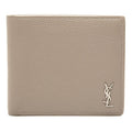 Saint Laurent Tiny Cassandra YSL Logo Bifold Wallet Beige Leather