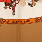 Hermes Carre 90 la Promenade de Longchamps Walk to Long Chien Scarf Brown — view 6