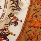 Hermes Carre 90 la Promenade de Longchamps Walk to Long Chien Scarf Brown — view 4