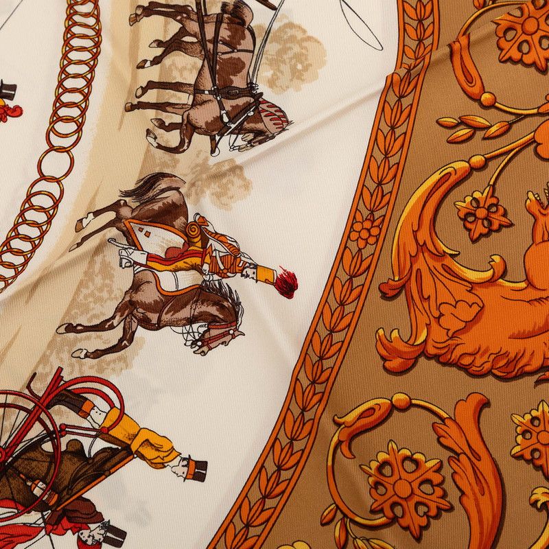 Hermes Carre 90 la Promenade de Longchamps Walk to Long Chien Scarf Brown — view 4