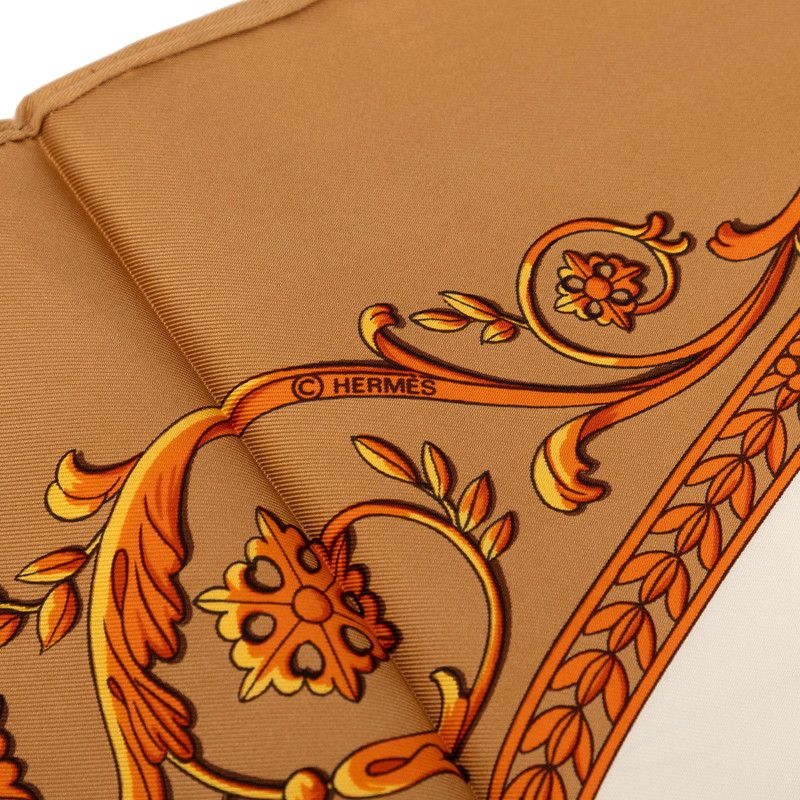 Hermes Carre 90 la Promenade de Longchamps Walk to Long Chien Scarf Brown — view 5