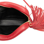 Saint Laurent Monogram Bloga Tassel YSL Logo Crossbody Shoulder Bag Red Leather — view 4
