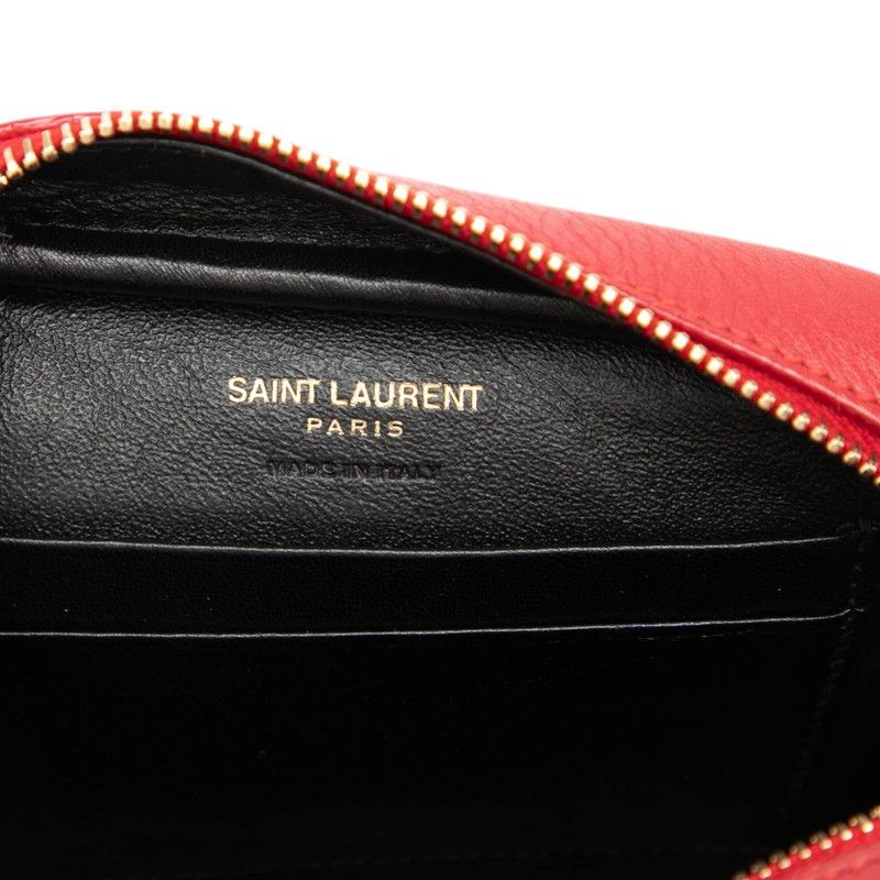 Saint Laurent Monogram Bloga Tassel YSL Logo Crossbody Shoulder Bag Red Leather — view 5