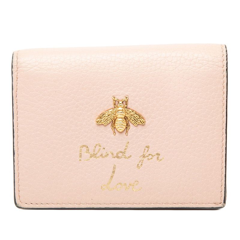 Gucci Animalier Bifold Wallet Pink Leather