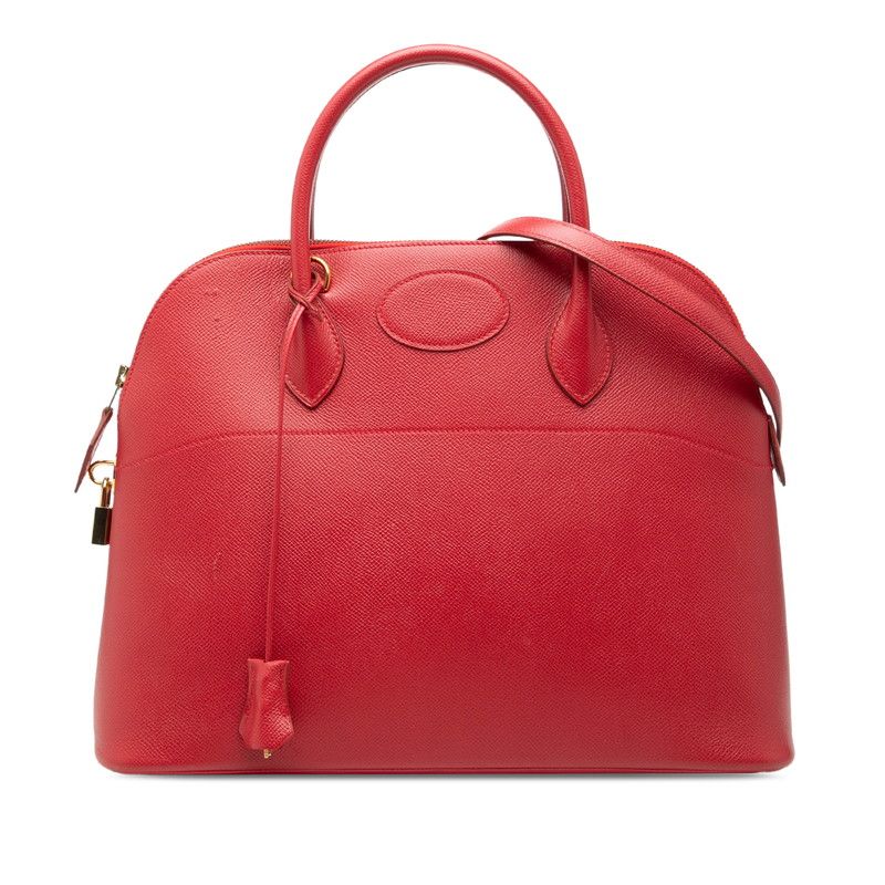 Hermes Bolide 37 2-Way Shoulder Bag Vermillion Red Courchevel