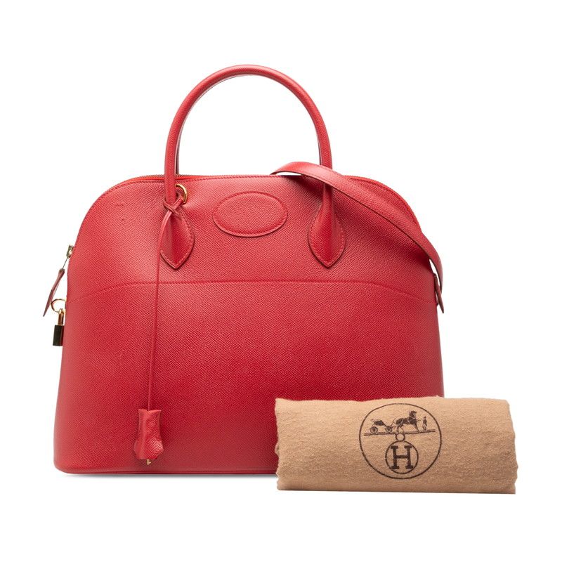 Hermes Bolide 37 2-Way Shoulder Bag Vermillion Red Courchevel — view 7