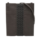 Hermes Her Line Mini Shoulder Bag Pochette Gray Black Canvas