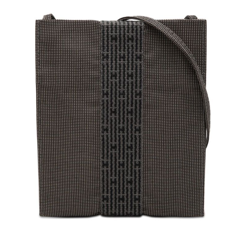Hermes Her Line Mini Shoulder Bag Pochette Gray Black Canvas