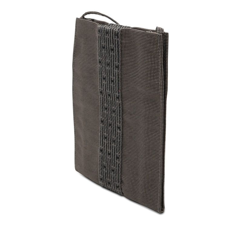 Hermes Her Line Mini Shoulder Bag Pochette Gray Black Canvas — view 2