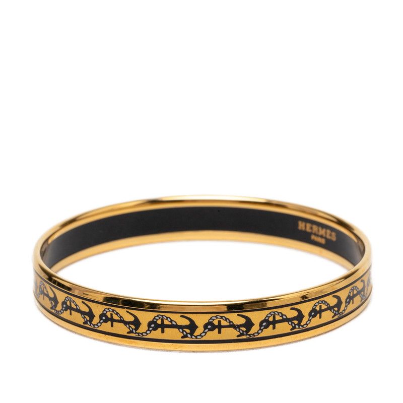 Hermes Enamel PM Bangle Gold Multicolor Plated Bracelet — view 2
