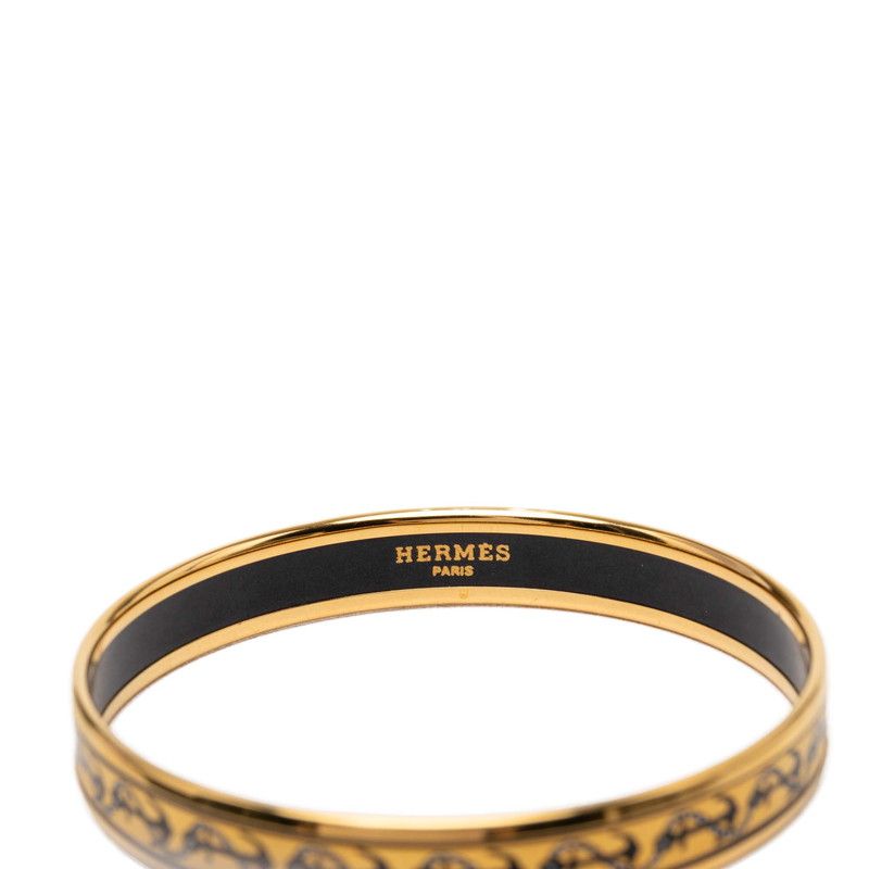 Hermes Enamel PM Bangle Gold Multicolor Plated Bracelet — view 5
