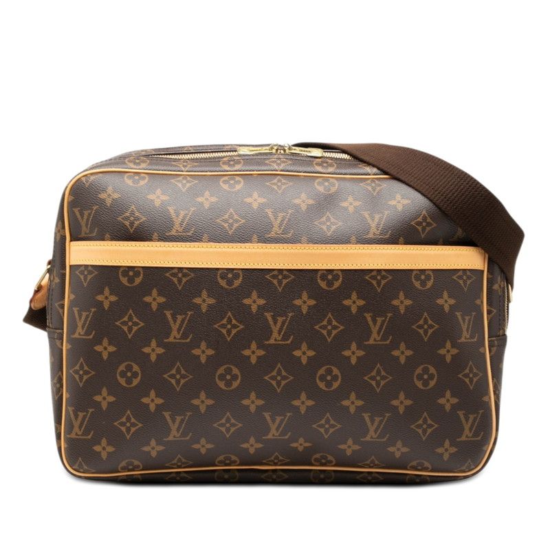 Louis Vuitton Monogram Reporter GM Crossbody Shoulder Bag Brown Leather