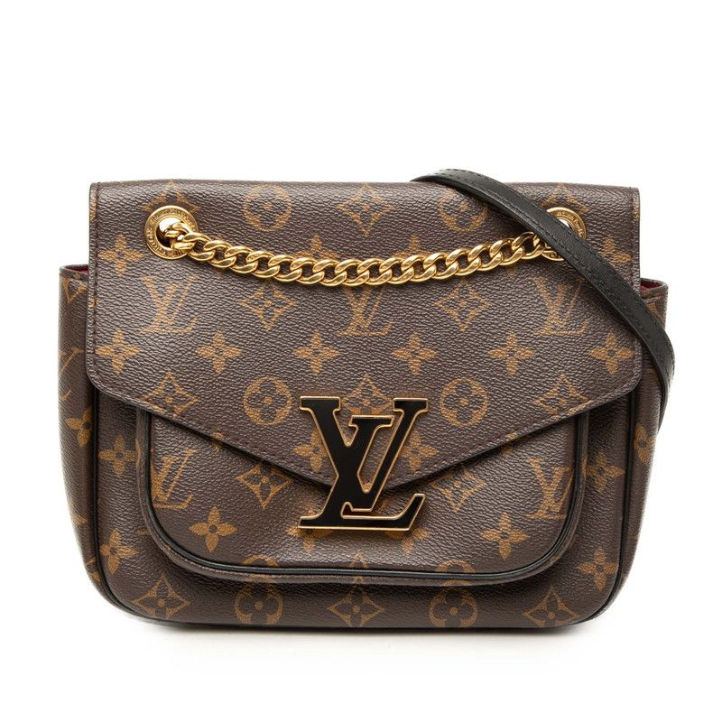 Louis Vuitton Monogram Passy Chain Shoulder Bag Brown Leather