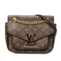 Louis Vuitton Monogram Passy Chain Shoulder Bag Brown Leather