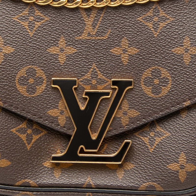 Louis Vuitton Monogram Passy Chain Shoulder Bag Brown Leather — view 4