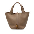 Hermes Picotin Lock PM Handbag Brown Gold Taurillon Clemence