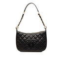 Chanel CC Logo Quilted Chain Shoulder Bag Black Caviar Leather
