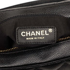 Chanel CC Logo Quilted Chain Shoulder Bag Black Caviar Leather — view 5
