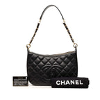 Chanel CC Logo Quilted Chain Shoulder Bag Black Caviar Leather — view 7