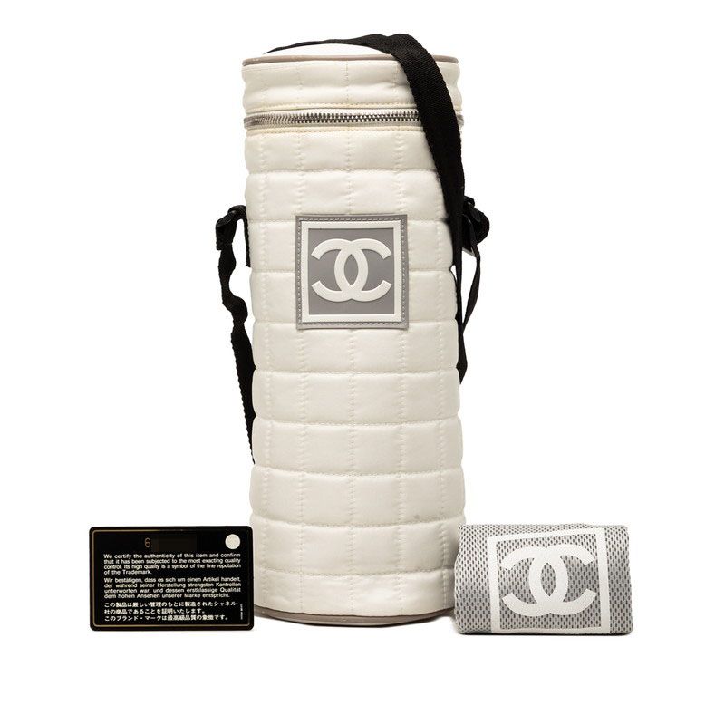 Chanel Sports Line CC Logo Bottle Holder Shoulder White Nylon — view 9
