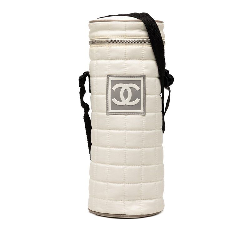Chanel Sports Line CC Logo Bottle Holder Shoulder White Nylon