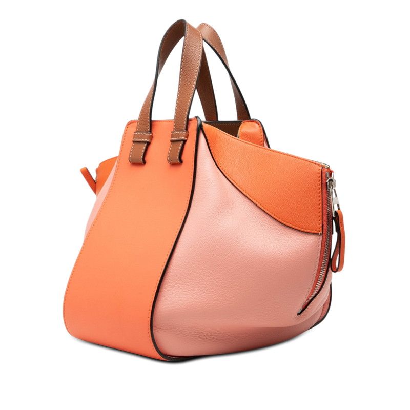 Loewe Anagram Hammock Small Shoulder Bag Drawstring 2-Way Pink Orange Leather — view 2