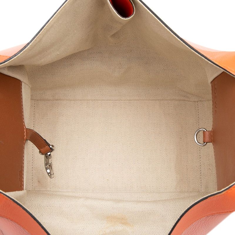 Loewe Anagram Hammock Small Shoulder Bag Drawstring 2-Way Pink Orange Leather — view 4