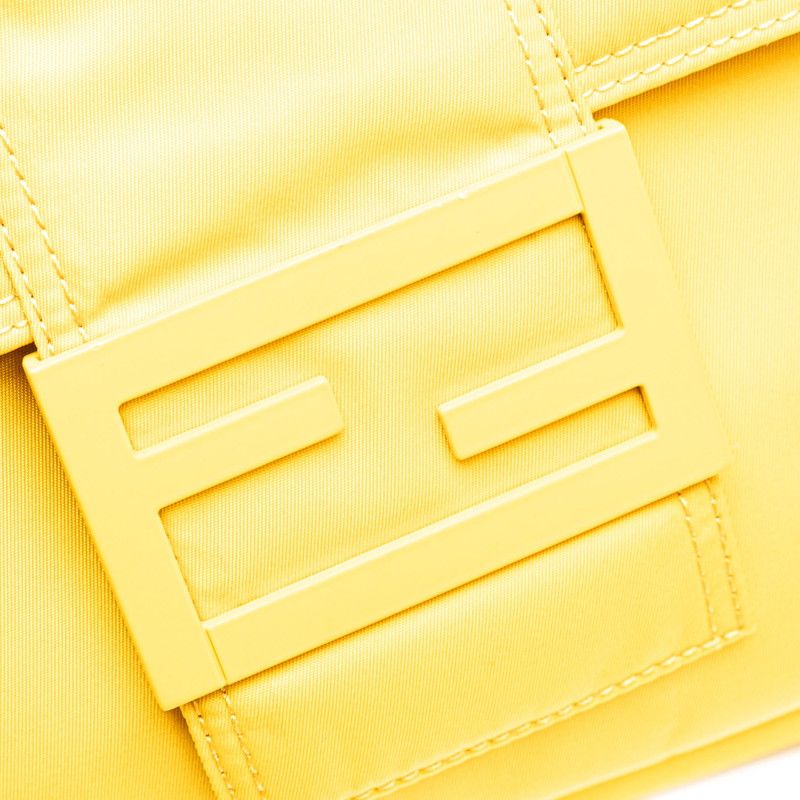 Fendi Baguette Messenger Crossbody Shoulder Bag Yellow Nylon — view 6
