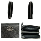 Chanel Quilted Black Silver Leather Wallet — view 3