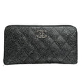 Chanel Quilted Black Silver Leather Wallet