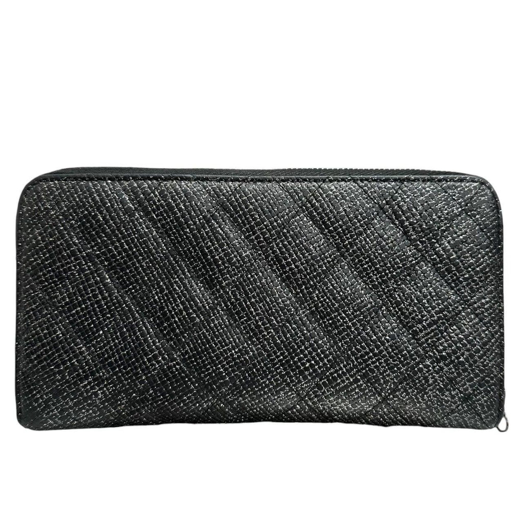 Chanel Quilted Black Silver Leather Wallet — view 2