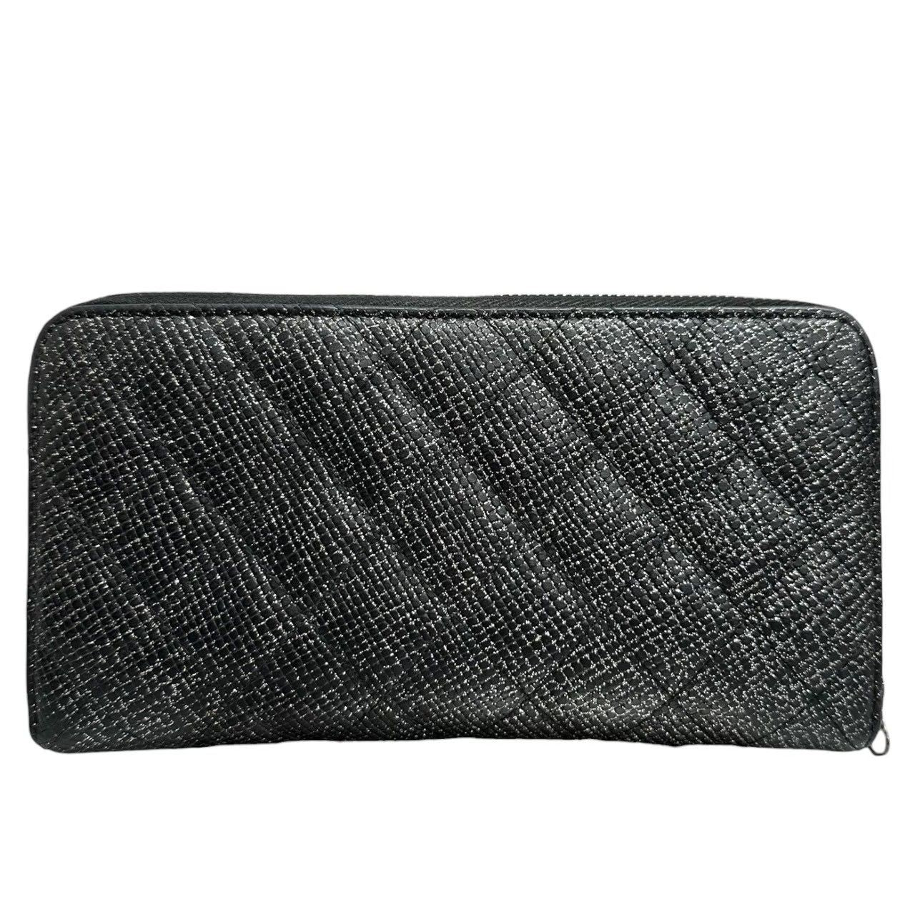 Chanel Quilted Black Silver Leather Wallet — view 2