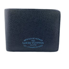 Louis Vuitton Portefeuille Multiple Taiga Leather Billfold Navy Wallet