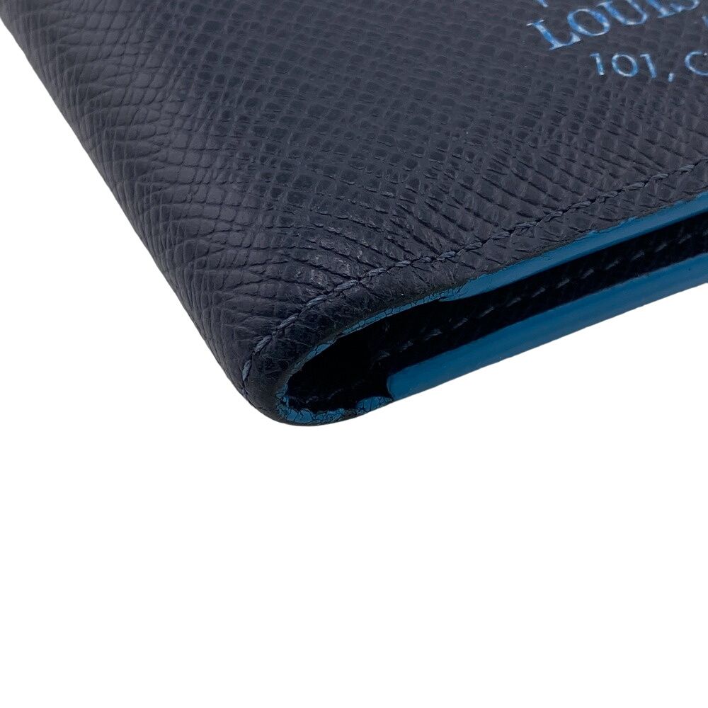 Louis Vuitton Portefeuille Multiple Taiga Leather Billfold Navy Wallet — view 3