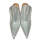 Bottega Veneta Rocket Wedge Heels Laminate Leather Patent Mules Silver — view 2